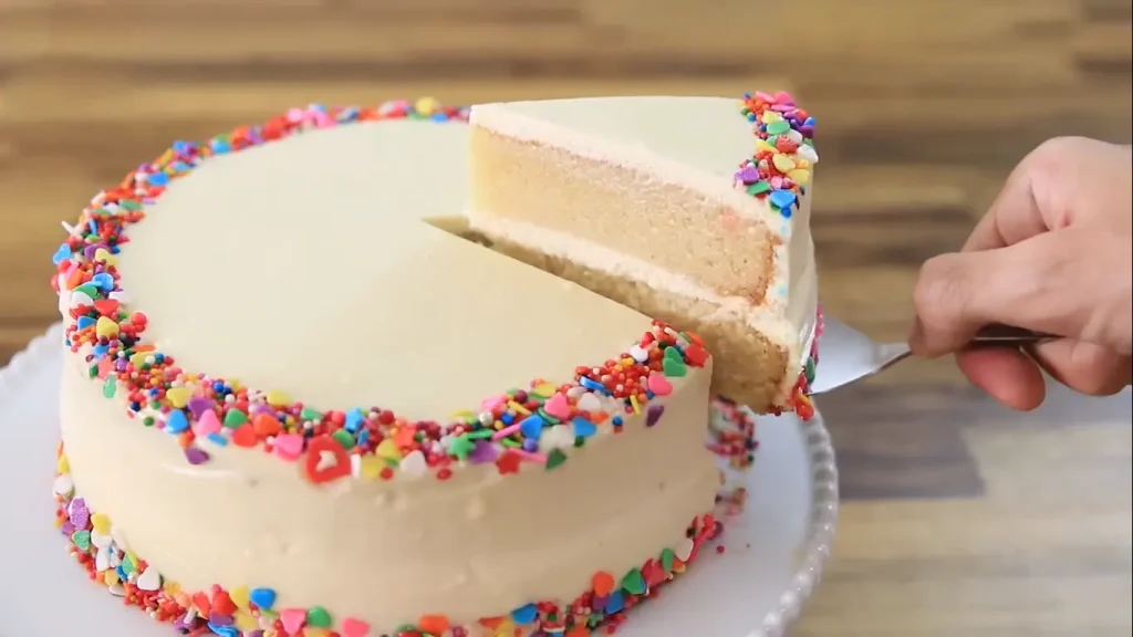 Cutting a piece out of a cake