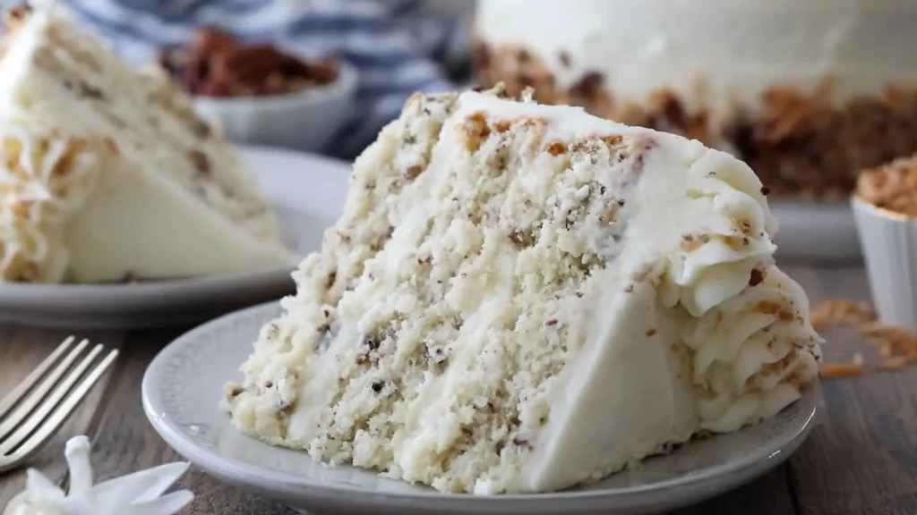 Piece of Italian Cream Cake in a plate