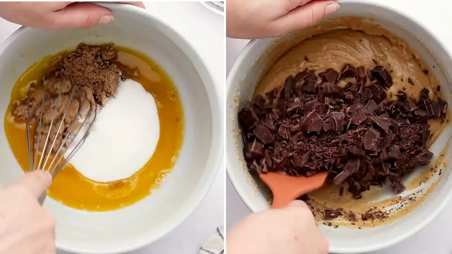 mixing ingredients for oat flour chocolate chip cookies