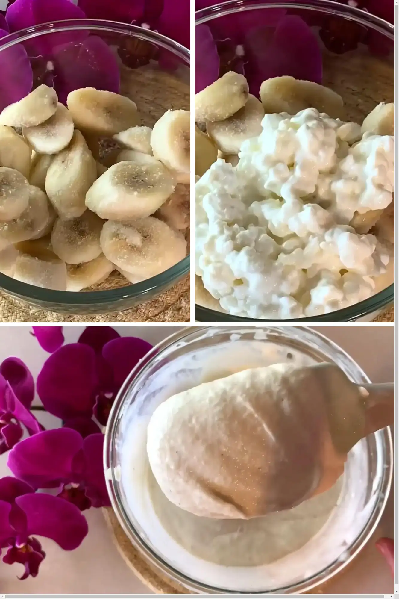 Blended ingredients of cottage cheese in a Bowl