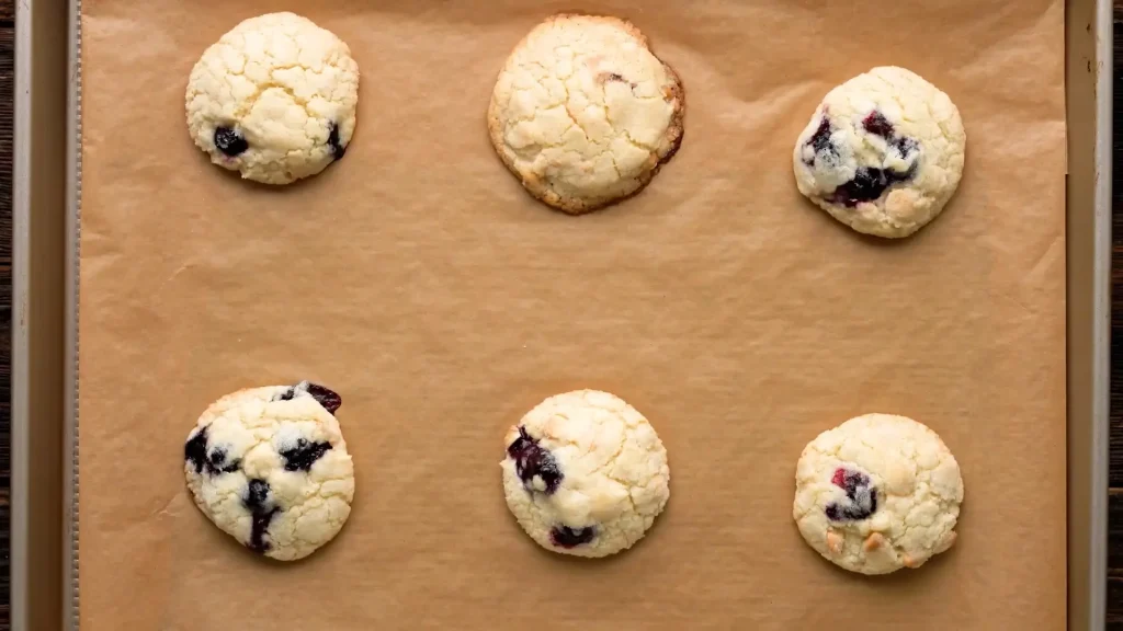 Scooped Pieces of dough for making lemon blueberry cookies