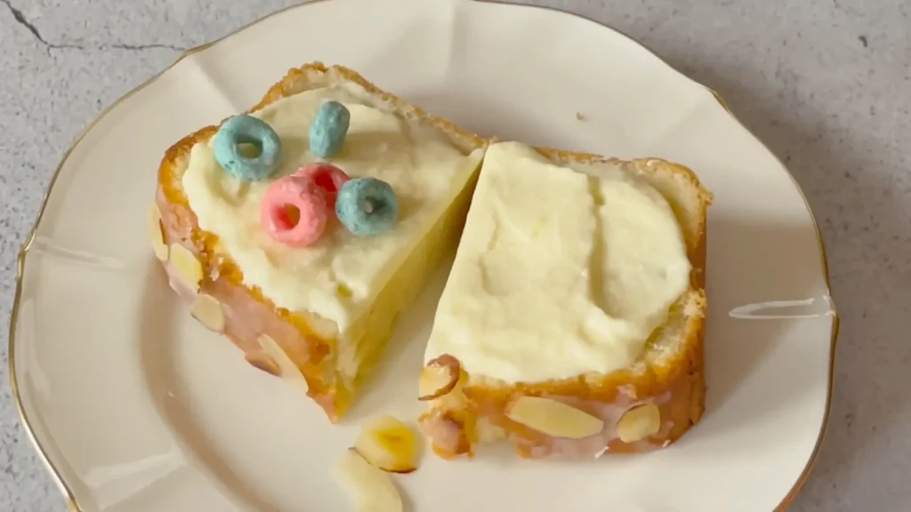 Two pieces of Almond cake in a plate