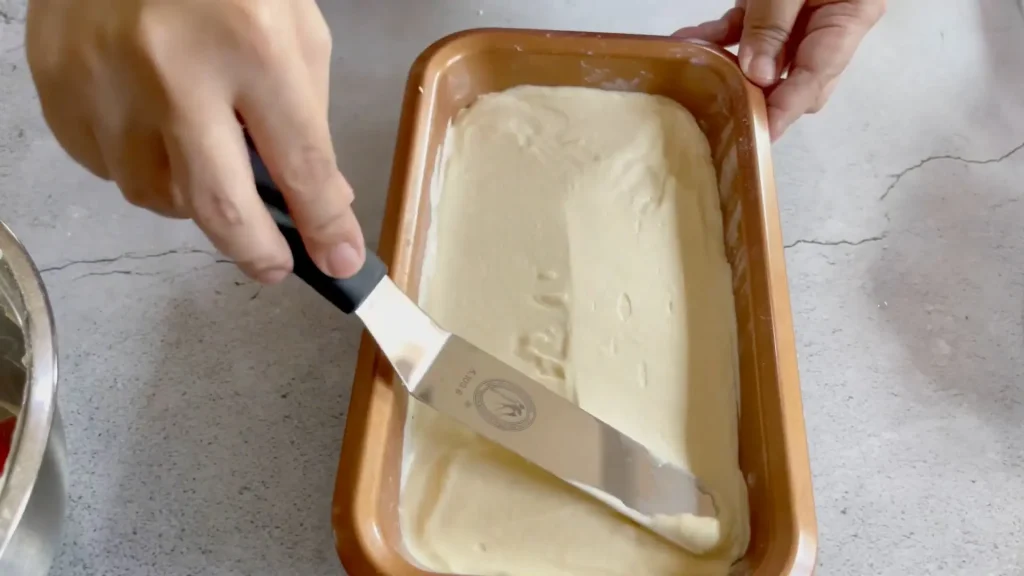 Levelling the batter with knife