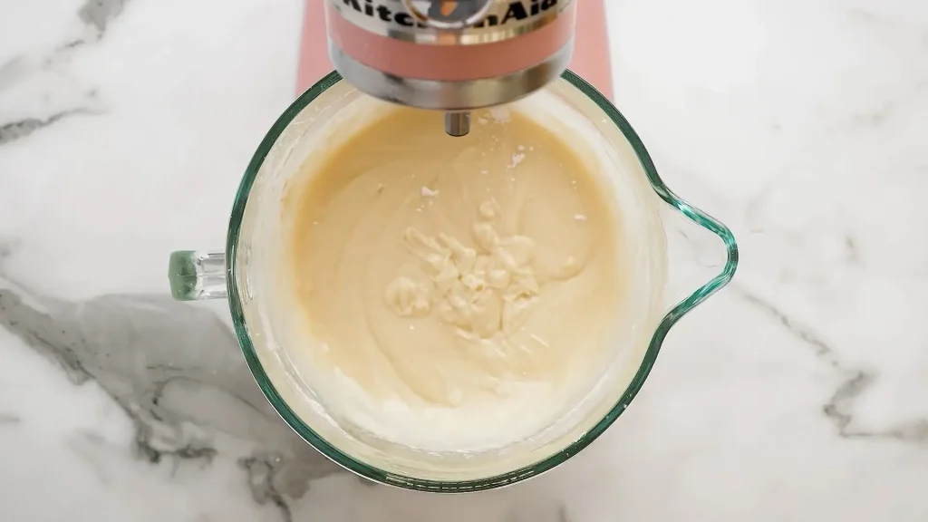 Mixing Butter, Sugar, Milk and Dry Ingredients in a bowl