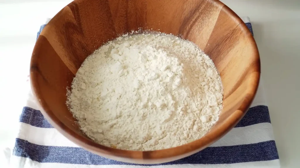 Dry Ingredients in a wooden bowl to mix together